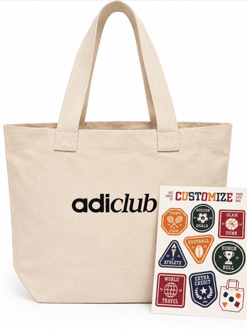 ✨ adidas adiClub Limited Edition Canvas Tote Bag + Sticker Sheet | New